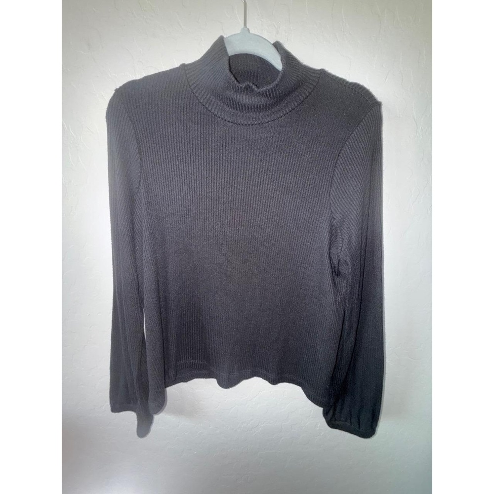 Madewell Sweater Medium Charcoal Gray Turtleneck Ribbed Knit Minimalist Cozy